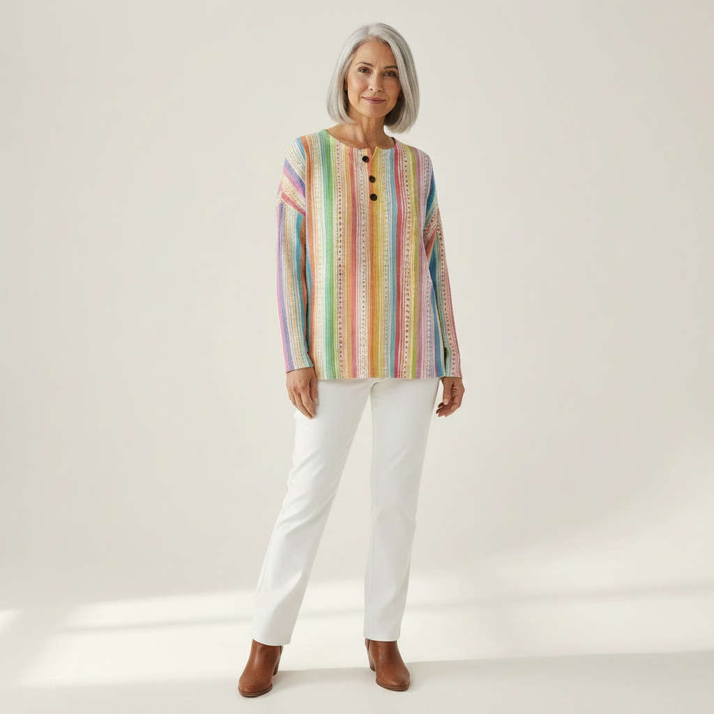 Maud - Pull à rayures verticales multicolores