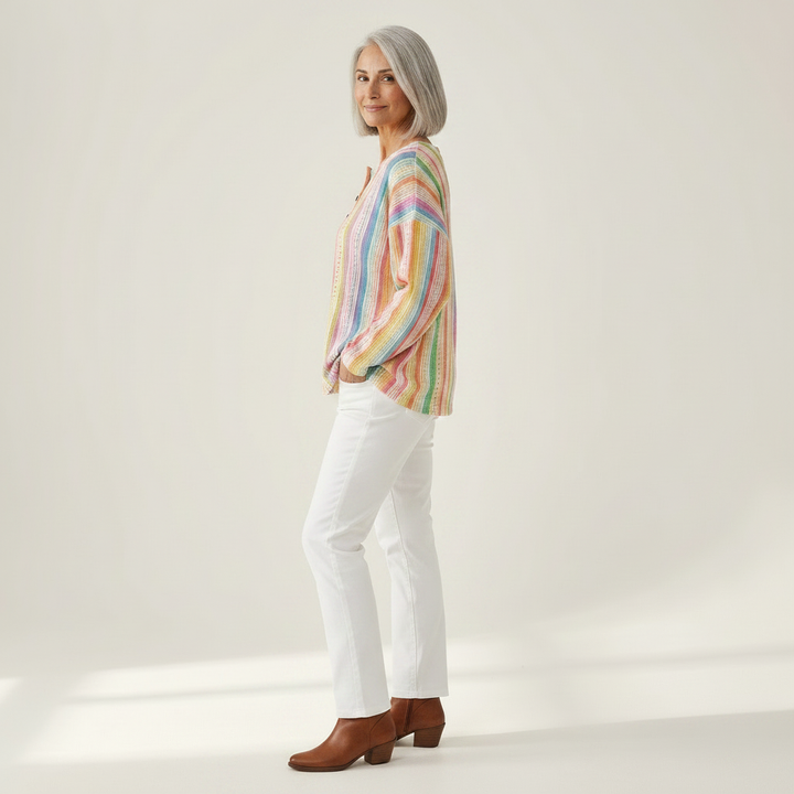 Maud - Pull à rayures verticales multicolores