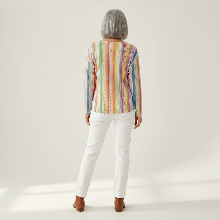 Maud - Pull à rayures verticales multicolores