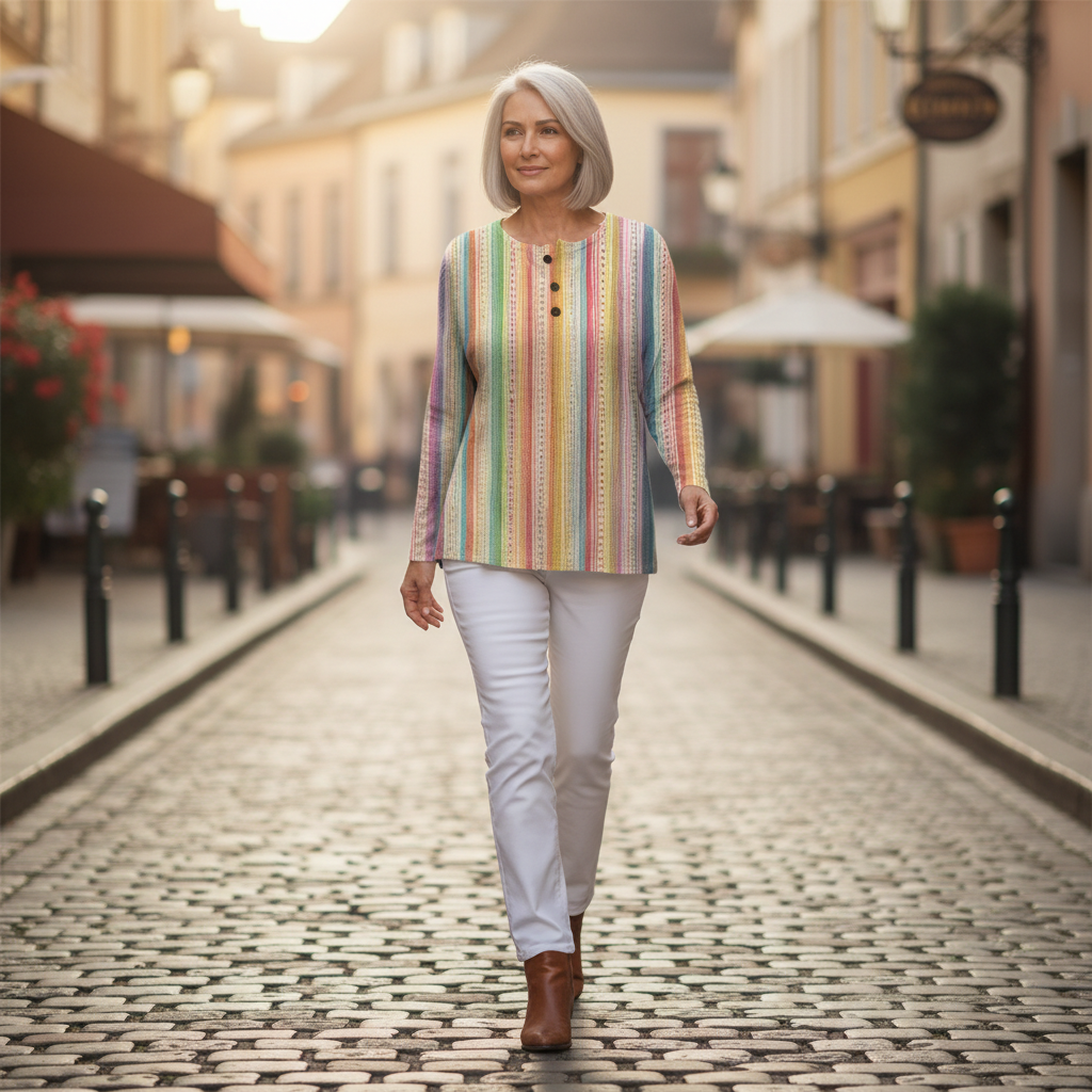 Maud - Pull à rayures verticales multicolores