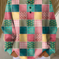 Merel - Pull patchwork rose et turquoise