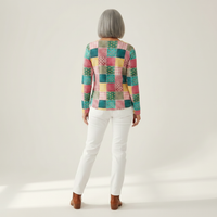 Merel - Pull patchwork rose et turquoise
