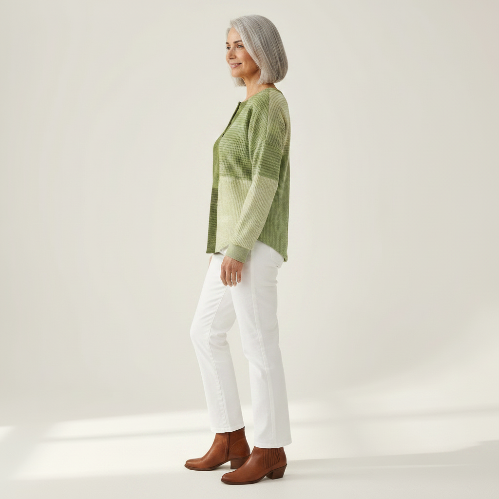 Nienke - Pull patchwork dans les tons verts