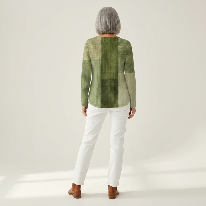 Nienke - Pull patchwork dans les tons verts
