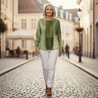 Nienke - Pull patchwork dans les tons verts
