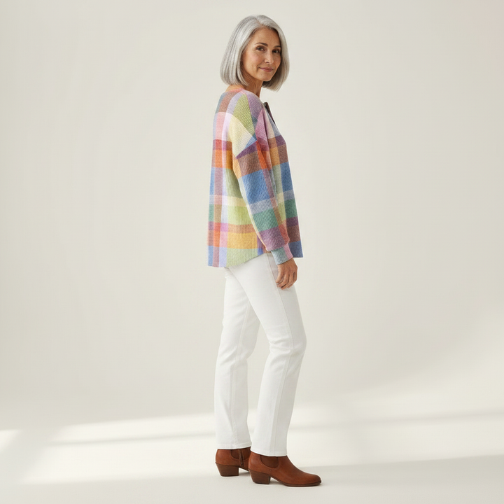 Noor - Pull à carreaux pastel