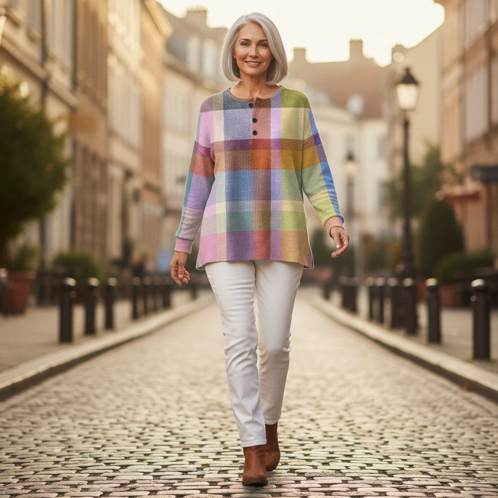 Noor - Pull à carreaux pastel