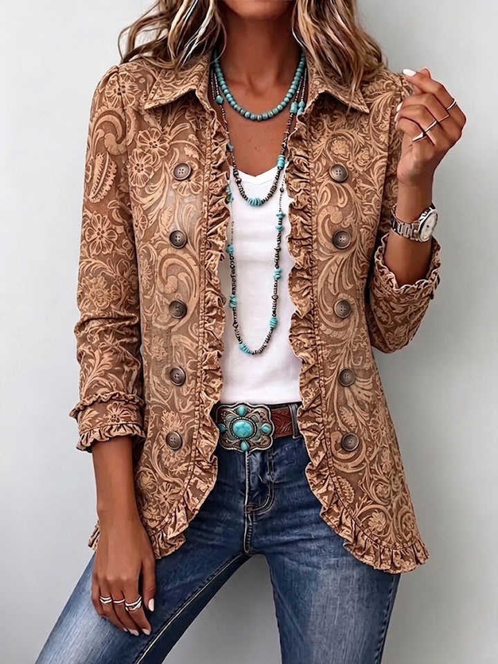 Solène | Veste bohème fleurie vintage à volants