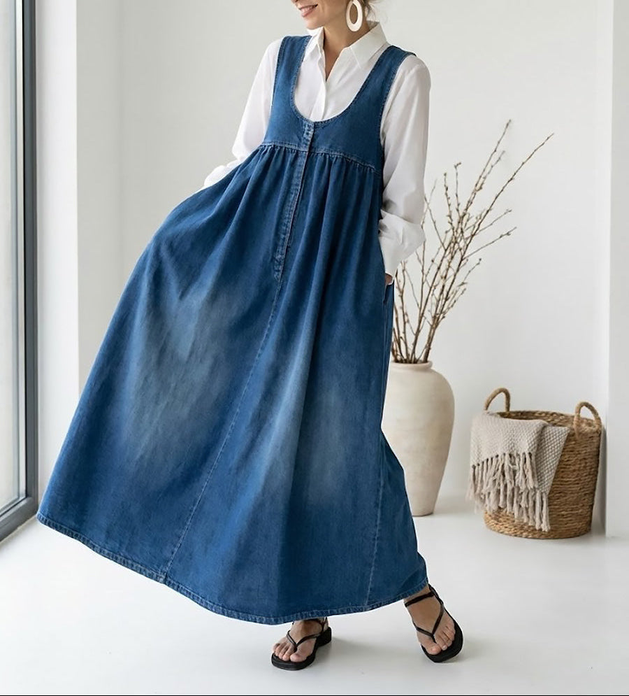 Iva - Robe Maxi en Denim Vintage