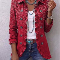 Christelle | Veste bohème paisley ombrée à volants