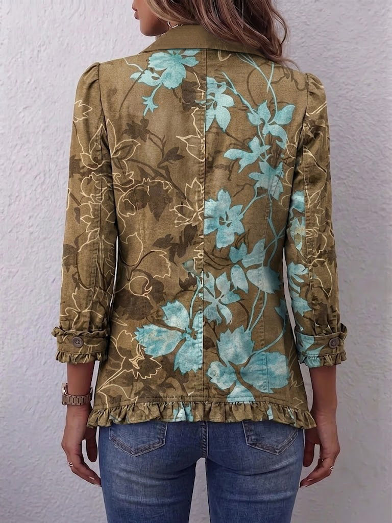 Émilie | Veste bohème fleurie dégradée à volants