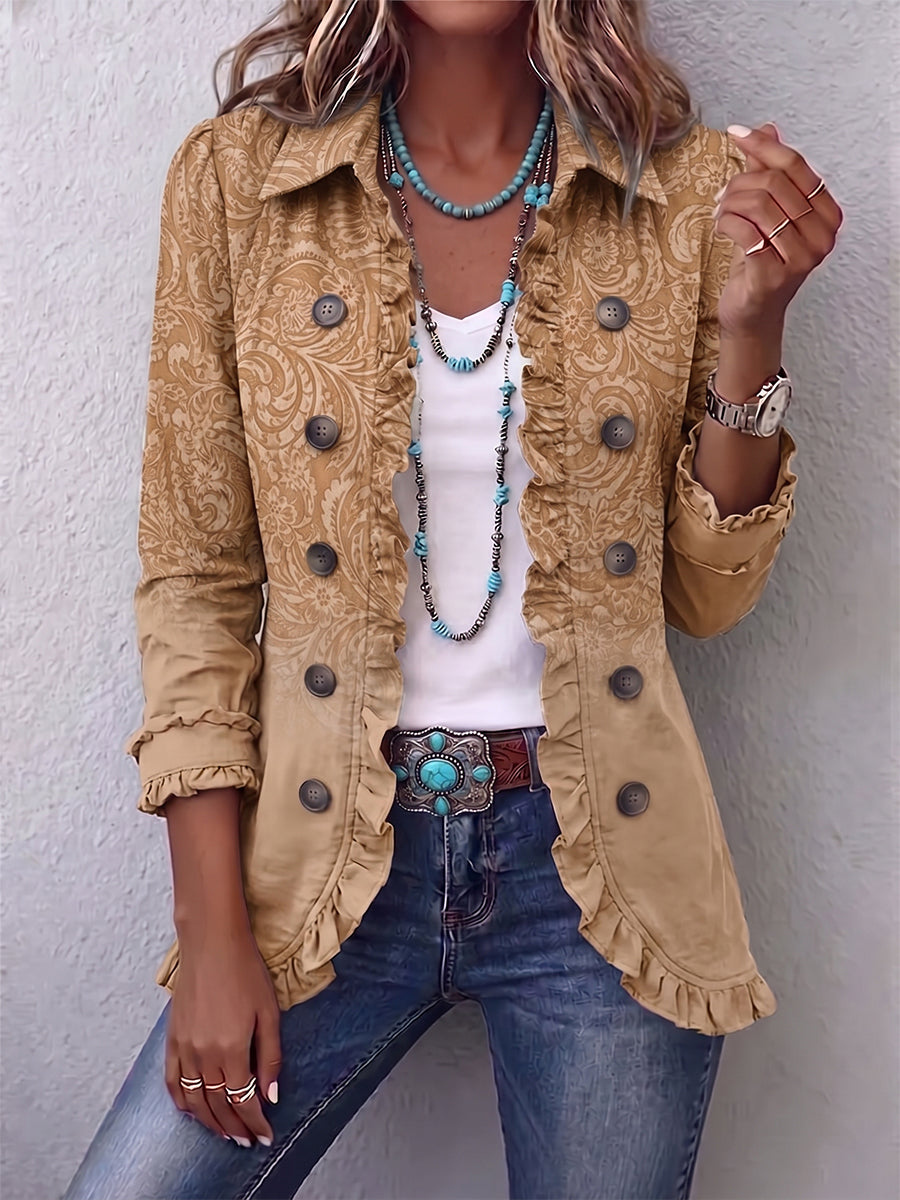 Céleste | Veste western texturée à volants