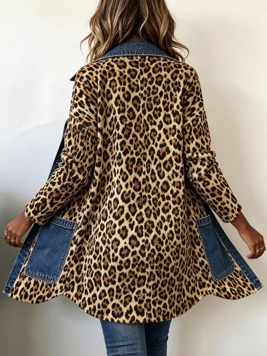 Louise | Veste longue léopard et denim