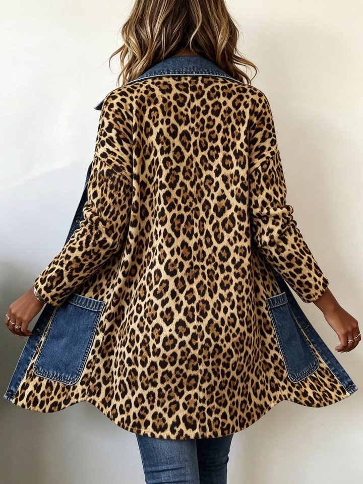 Louise | Veste longue léopard et denim