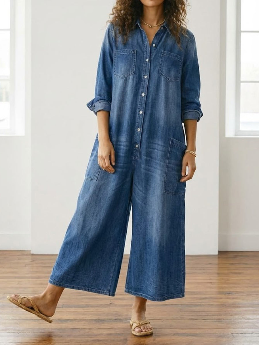 Fleur -  Combinaison en Denim de Coton