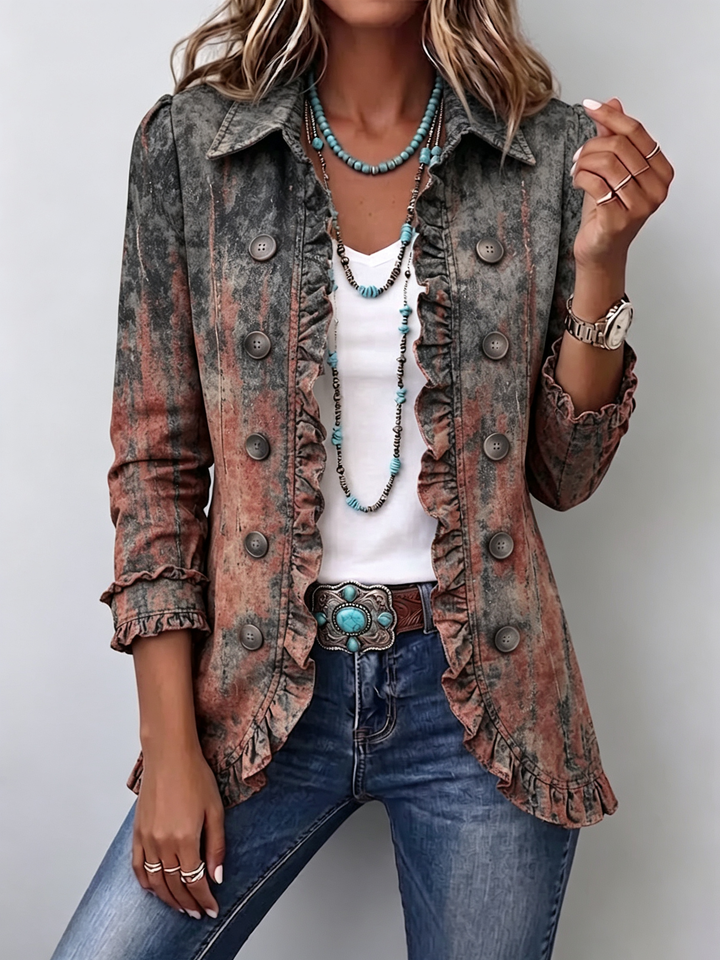 Brigitte | Veste texturée dégradée vintage à volants