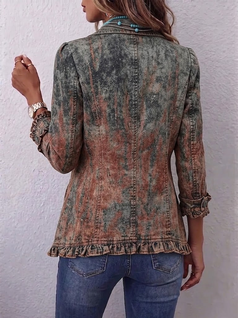 Brigitte | Veste texturée dégradée vintage à volants