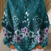 Roos - Pull turquoise à fleurs