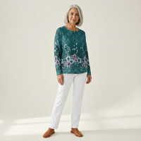 Roos - Pull turquoise à fleurs