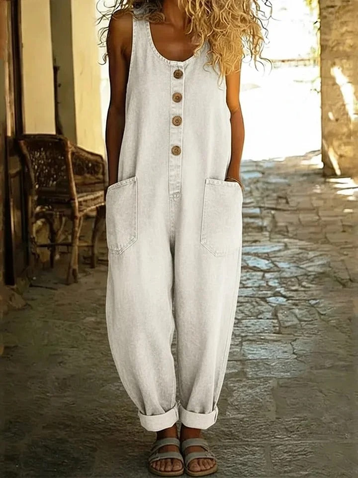 Chloé - Combinaison en Denim Lavé Vintage