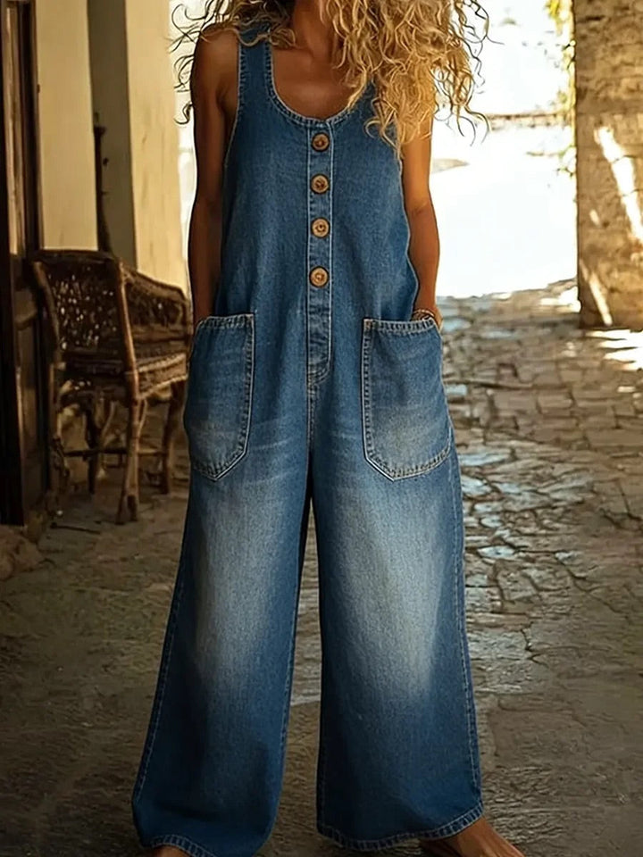 Chloé - Combinaison en Denim Lavé Vintage