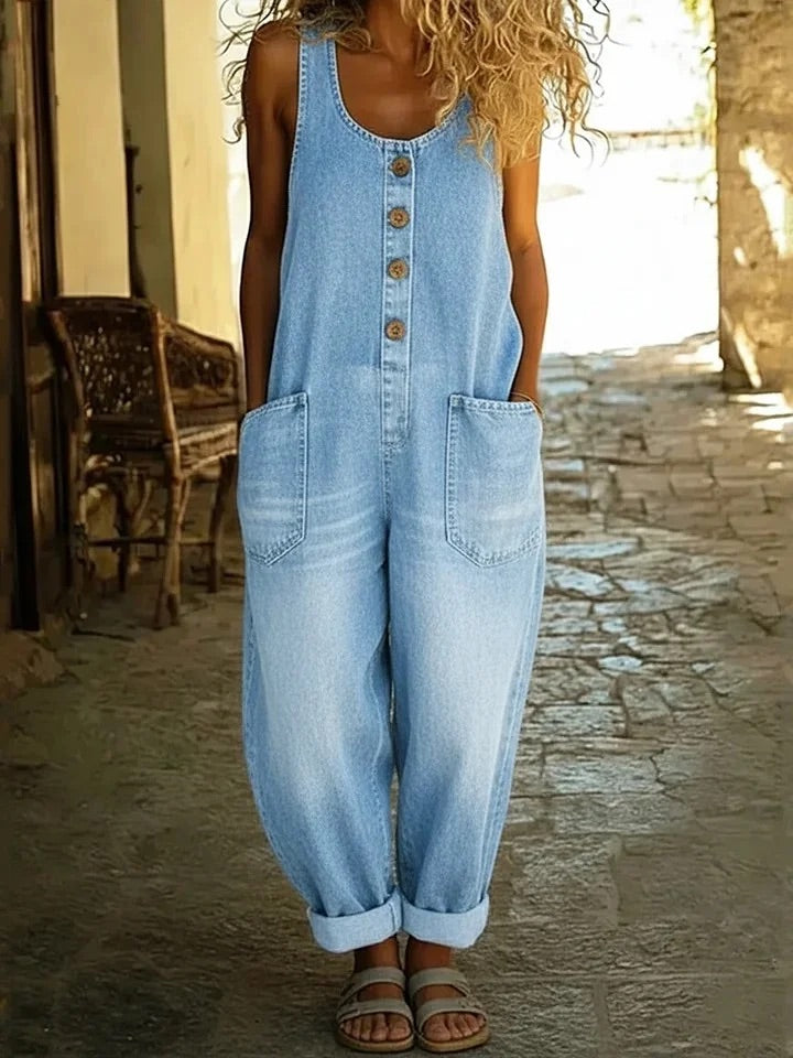 Chloé - Combinaison en Denim Lavé Vintage
