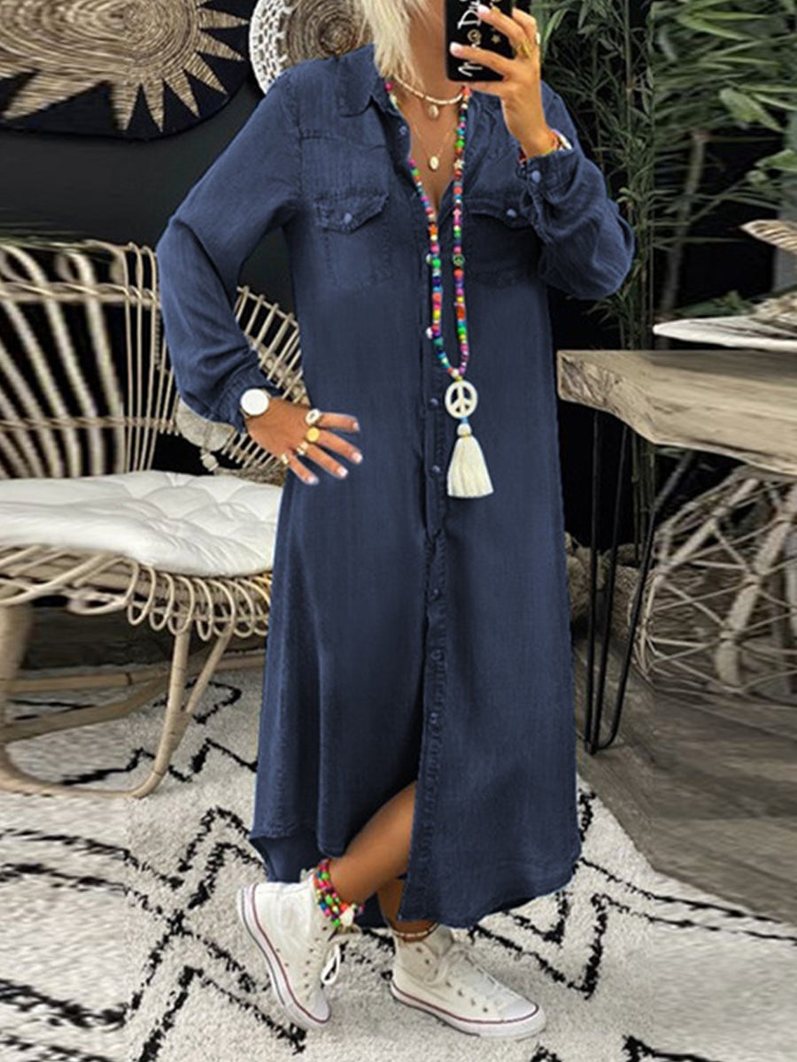 Helena - Robe Chemise en Denim Décontractée Élégante