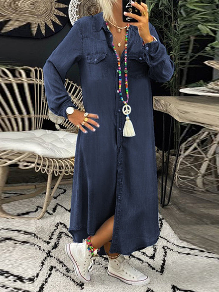 Helena - Robe Chemise en Denim Décontractée Élégante