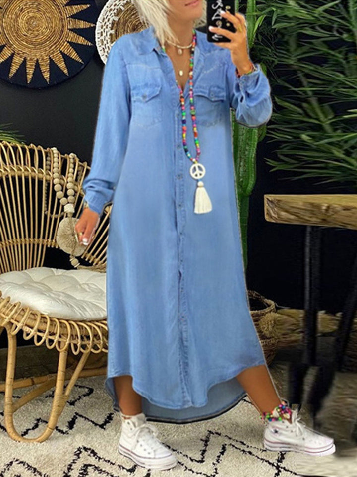 Helena - Robe Chemise en Denim Décontractée Élégante