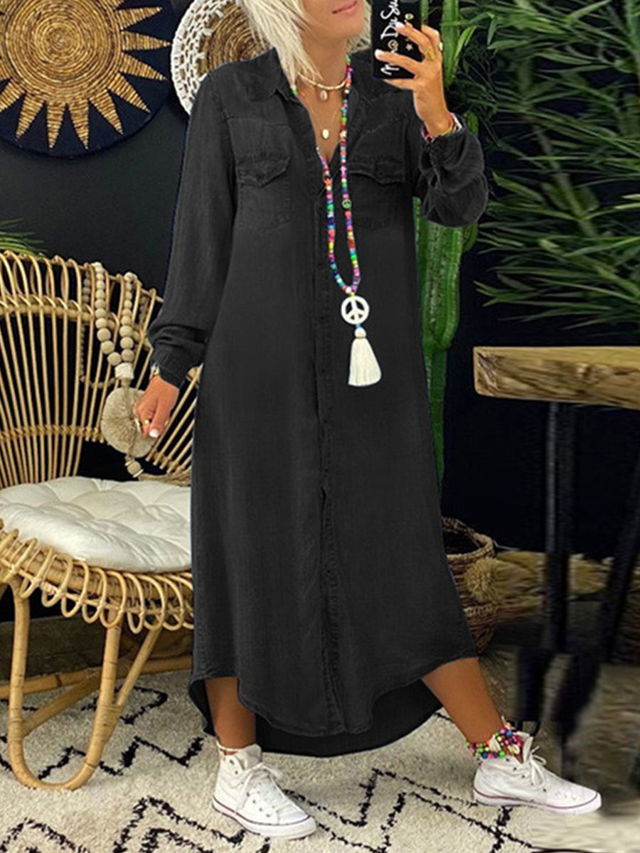 Helena - Robe Chemise en Denim Décontractée Élégante