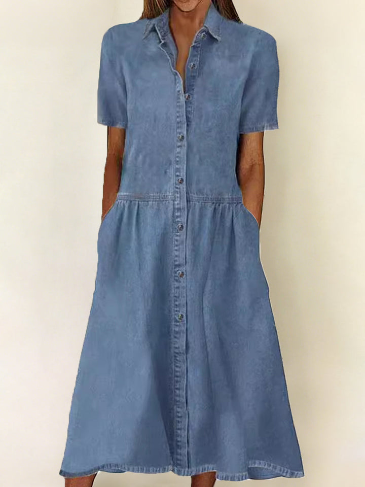 Caroline - Robe en Jean à Manches Courtes