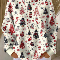 Sterre - Pull de Noël blanc à sapins et boules de Noël